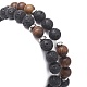 2Pcs 2 Style Natural Wood & Lava Rock Round Beaded Stretch Bracelets Set for Women BJEW-JB09381-01-5