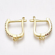 Brass Micro Pave Cubic Zirconia(Random Mixed Color) Hoop Earring Findings with Latch Back Closure EJEW-S201-104-3