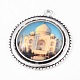 Antique Silver Alloy Pendant Cabochon Bezel Settings and The White House Printed Glass Cabochons TIBEP-X0173-15-2