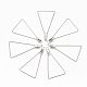 ステンレスワイヤーペンダントx 304  フープピアスパーツ  三角形  ステンレス鋼色  18ゲージ  38.5x21x1mm  穴：1.2mm STAS-T051-001-1