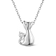 SHEGRACE 925 Sterling Silver Kitten Pendant Necklaces JN838A-1