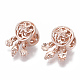 Flat Round with Flower Alloy European Beads MPDL-N039-033RG-2