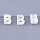 天然石シーシェルビーズ  パールシェルのホワイトシェルマザー  トップドリルビーズ  文字.b  10x2.5~11.5x3mm  穴：0.8mm SHEL-T012-60B-1