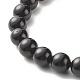 Natural Tourmaline & Lava Rock Round Beads Energy Power Stretch Bracelet for Men Women BJEW-JB07037-01-5