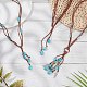 ANATTASOUL 3Pcs 3 Style Ethnic Style Natural Turquoise Chips & Alloy Lariat Necklaces for Women NJEW-AN0001-58-7