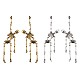 Fibloom 2 paia 2 colori orecchini pendenti con teschio scheletro in lega per halloween EJEW-FI0001-11-1