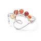 Открытое кольцо-манжета с сердцем из бисера из натуральных смешанных драгоценных камней RJEW-JR00567-2