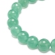 Bracelet extensible en perles d'aventurine verte naturelle BJEW-JB08879-03-5