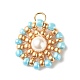 Ciondoli di perle di semi di vetro con perle di conchiglia PALLOY-JF01466-3