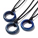 Ожерелье-подвеска в виде кольца из натурального лазурита с вощеными шнурами NJEW-R262-01B-04-1