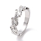 Овальное кольцо на палец с кристаллами и стразами, 304 украшение из нержавеющей стали для женщин, цвет нержавеющей стали, размер США 6~9 (16.5~18.9 мм)