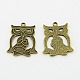 Tibetan Style Alloy Owl Pendants TIBEP-X0002-02-AB-2