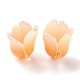 4-花びら不透明なアクリルビーズキャップ  オレンジ色の花  オープンカフローズ  ライトサーモン  12~13x11~13x12~13mm  穴：1.2mm X-SACR-D007-08A-1
