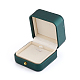 Puレザーネックレスペンダントギフトボックス  金メッキの鉄製ボタンとベルベットが内側に  結婚式のための  ジュエリー収納ケース  グリーン  7.1x7.1x4.8cm LBOX-L005-C01-3