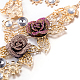 Fashion Women Jewelry Zinc Alloy Glass Rhinestone Flower Bib Statement Necklaces & Earrings Jewelry Sets NJEW-BB15098-5