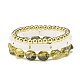 3pcs 3 tubes incurvés de style et ensemble de bracelets extensibles perlés ronds BJEW-JB07648-1