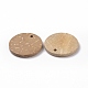 木製のジュエリーパーツフラットラウンドココナッツペンダント  小麦  20~22x2~3mm  穴：2mm COCO-E001-10B-01-3