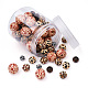 Fashewelry 100pcs 5 styles de perles en bois naturelles imprimées WOOD-FW0001-03-3