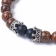 Adjustable Frosted Natural Black Agate(Dyed) Braided Bead Bracelets BJEW-JB04840-02-2