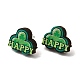 Saint Patrick's Day Green Wood Stud Earrings EJEW-D074-01A-1