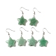 Natural Green Aventurine Star Dangle Earrings EJEW-G329-01P-06-1