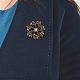 Fibloom 3 個 3 色のラインストーンの花のブローチピン  バックパックの服のアンティーク ゴールデン合金バッジ  ミックスカラー  68x71x12mm  ピン：0.5mm  1pc /カラー JEWB-FI0001-01-4