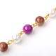 Chaînes en perles de verre rondes manuelles pour fabrication de bracelets et colliers AJEW-JB00065-03-1