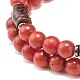 Synthetic Grass Coral & Non-magnetic Hematite Beads Energy Stretch Bracelets Set BJEW-JB07142-01-7