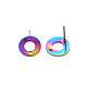Boucles d'oreilles en acier inoxydable couleur arc-en-ciel 304 STAS-N098-019-5