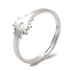 304 anillo ajustable de flores de acero inoxidable para mujer. RJEW-M149-03P-3