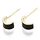 Brass Enamel Half Hoop Earrings KK-N232-97B-NF-1