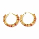 Boucles d'oreilles créoles en agate naturelle + perles de cristal pour femme EJEW-C003-03P-RS-1