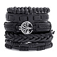 5Pcs 5 Style PU Leather Cord Bracelets Set PW-WG34135-01-1