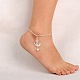 Silver Color Plated Anchor Alloy Grade A Rhinestone Anklets AJEW-AN00022-01-4