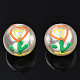ABSプラスチックパール調ビーズ  エナメル  花の丸  ダークオレンジ  12x11mm  穴：2mm KY-N015-98-3