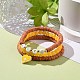 3Pcs 3 Style Natural Gemstone & Acrylic Word Love Beaded Stretch Bracelets Set with Alloy Enamel Heart Charms BJEW-JB08924-4