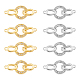 SUPERFINDINGS 8 Sets 2 Colors Brass Fold Over Clasps Brass Micro Pave Cubic Zirconia Fold Over Clasps Oval Shaped Long-Lasting Platinum Golden Clasps for Jewelry Making FIND-FH0002-98-1