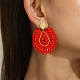 Bohemian Style Fan Glass Seed Beaded Dangle Stud Earrings for Women LS3119-2-2