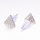 Brass Micro Pave Cubic Zirconia Stud Earrings EJEW-P119-17P-2
