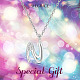 SHEGRACE Rhodium Plated 925 Sterling Silver Initial Pendant Necklaces JN910A-5