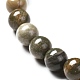 Натуральный серебряный лист яшмы круглые бусины стрейч браслет для мужчин женщин BJEW-JB06824-01-5