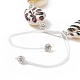 Bracelet de perles tressées en argile polymère et coquillage cauri naturel imprimé peau d'animal avec strass BJEW-JB09205-5