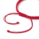 ナイロン糸編みビーズ調節可能なブレスレット  合金エナメルハート付き  女性のための  レッド  内径：2-3/8~4-1/8インチ（6.1~10.6cm） BJEW-JB09768-02-4