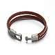 Retro unisex pulseras cordón de cuero estilo punk rock BJEW-M152-01-3