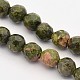 Faceted Round Natural Unakite Beads Strands G-E302-070-4mm-1