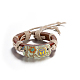 Fleur unisexes occasionnels réglable et signe de paix bracelets en cuir BJEW-BB15619-1