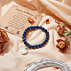 Olycraft Natural Lapis Lazuli Round Beaded Stretch Bracelet with Alloy Heart Charm BJEW-OC0001-09D-5