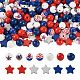 220pcs perles de bois naturel peintes à la bombe sur le thème de la fête de l'indépendance WOOD-TA0001-73-1