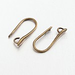Ganchos pendiente de bronce para los diseños de pendiente, cable de oreja, con lazo horizontal, sin plomo y el cadmio, Bronce antiguo, 20.5x8.5x2.5mm, agujero: 2 mm, 18 calibre, pin: 1 mm