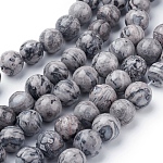 Natural Map Stone/Picasso Stone/Picasso Jasper Beads Strands, Round, 10mm, Hole: 1mm, about 39pcs/strand, 15.5 inch